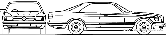 Mercedes-Benz 560SEC (1986) - Мерседес Бенц - чертежи, габариты, рисунки автомобиля
