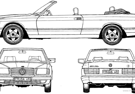 Mercedes-Benz 560SEC Cabrio - Мерседес Бенц - чертежи, габариты, рисунки автомобиля