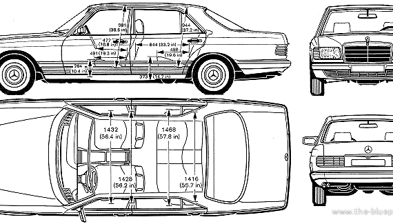 Mercedes-Benz 560SEL W126 (1981) - Мерседес Бенц - чертежи, габариты, рисунки автомобиля