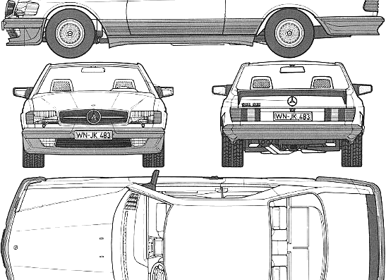 Mercedes-Benz 560 SEC Lorinzer (1982) - Мерседес Бенц - чертежи, габариты, рисунки автомобиля