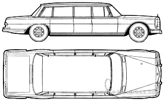 Mercedes-Benz 600L Pullman (1965) - Мерседес Бенц - чертежи, габариты, рисунки автомобиля