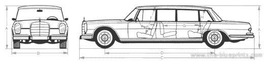 Mercedes-Benz 600 7-Door - Мерседес Бенц - чертежи, габариты, рисунки автомобиля