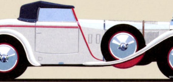 Mercedes-Benz 680S Torpedo (1928) - Мерседес Бенц - чертежи, габариты, рисунки автомобиля