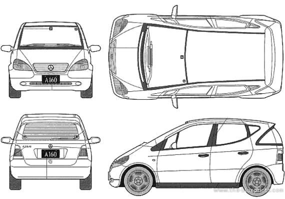 Mercedes-Benz A-Class 160 - Мерседес Бенц - чертежи, габариты, рисунки автомобиля