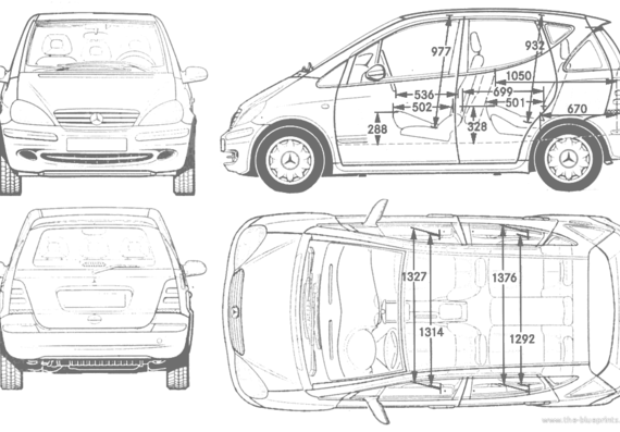 Mercedes-Benz A-Class (2004) - Мерседес Бенц - чертежи, габариты, рисунки автомобиля