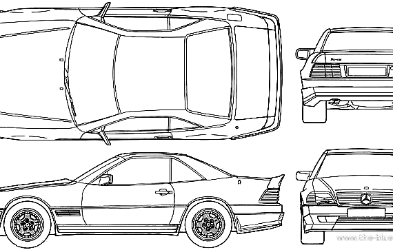 Mercedes-Benz AMG 500SL (1991) - Мерседес Бенц - чертежи, габариты, рисунки автомобиля