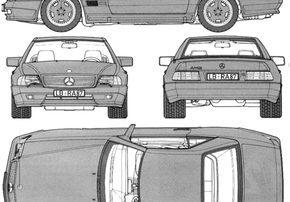 Mercedes-Benz AMG 500SL 6.0 4v (1992) - Мерседес Бенц - чертежи, габариты, рисунки автомобиля