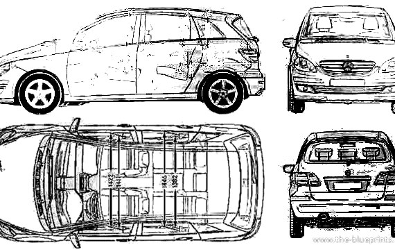 Mercedes-Benz B-Class (2005) - Мерседес Бенц - чертежи, габариты, рисунки автомобиля