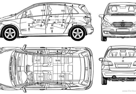 Mercedes-Benz B-Class (2006) - Мерседес Бенц - чертежи, габариты, рисунки автомобиля