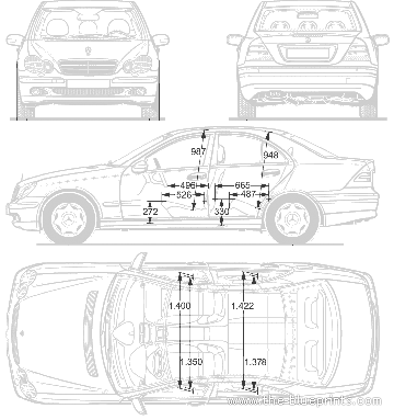 Mercedes-Benz C-Class - Мерседес Бенц - чертежи, габариты, рисунки автомобиля