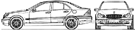 Mercedes-Benz C-Class 200 K - Мерседес Бенц - чертежи, габариты, рисунки автомобиля