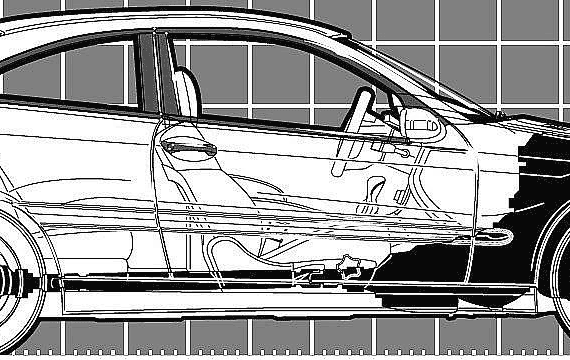 Mercedes-Benz C-Class 230 Sports Coupe (2002) - Мерседес Бенц - чертежи, габариты, рисунки автомобиля