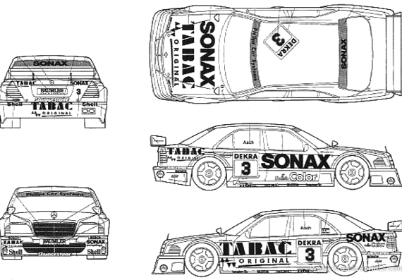 Mercedes-Benz C-Class DTM SONAX TABAC (1994) - Мерседес Бенц - чертежи, габариты, рисунки автомобиля