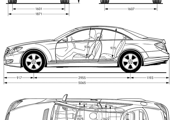 Mercedes-Benz CL-500 (2007) - Мерседес Бенц - чертежи, габариты, рисунки автомобиля