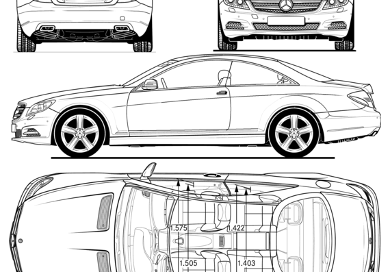 Mercedes-Benz CL-Class (2010) - Мерседес Бенц - чертежи, габариты, рисунки автомобиля