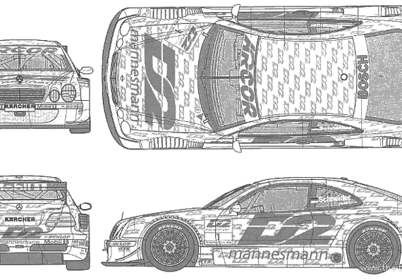 Mercedes-Benz CLK DTM (2000) - Мерседес Бенц - чертежи, габариты, рисунки автомобиля