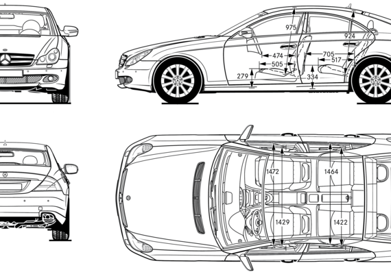 Mercedes-Benz CLS-63 AMG (2012) - Мерседес Бенц - чертежи, габариты, рисунки автомобиля