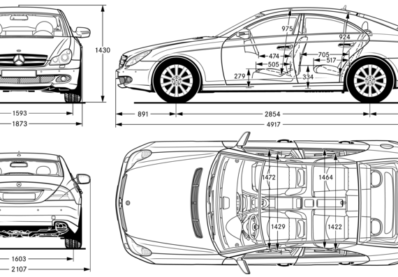 Mercedes-Benz CLS - Мерседес Бенц - чертежи, габариты, рисунки автомобиля