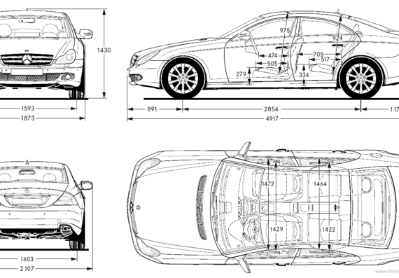 Mercedes-Benz CLS 350 - 500 - Мерседес Бенц - чертежи, габариты, рисунки автомобиля