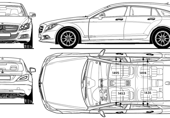 Mercedes-Benz CLS Shooting Brake (2013) - Мерседес Бенц - чертежи, габариты, рисунки автомобиля