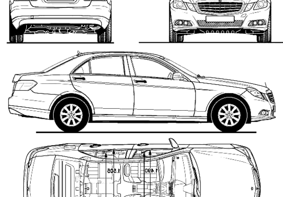 Mercedes-Benz E-Class (2009) - Мерседес Бенц - чертежи, габариты, рисунки автомобиля