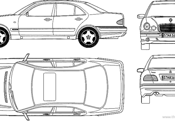 Mercedes-Benz E-Class E55 AMG - Мерседес Бенц - чертежи, габариты, рисунки автомобиля