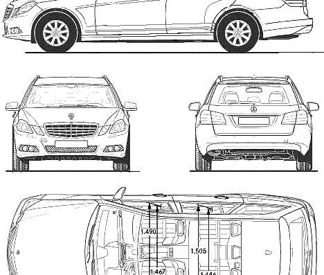 Mercedes-Benz E-Class T (2010) - Мерседес Бенц - чертежи, габариты, рисунки автомобиля