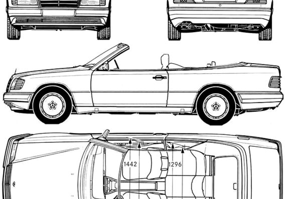Mercedes-Benz E420 Cabriolet W124 (1994) - Мерседес Бенц - чертежи, габариты, рисунки автомобиля