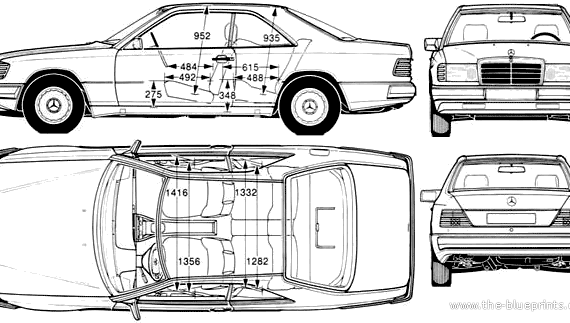 Mercedes-Benz E420 Coupe W124 (1994) - Мерседес Бенц - чертежи, габариты, рисунки автомобиля