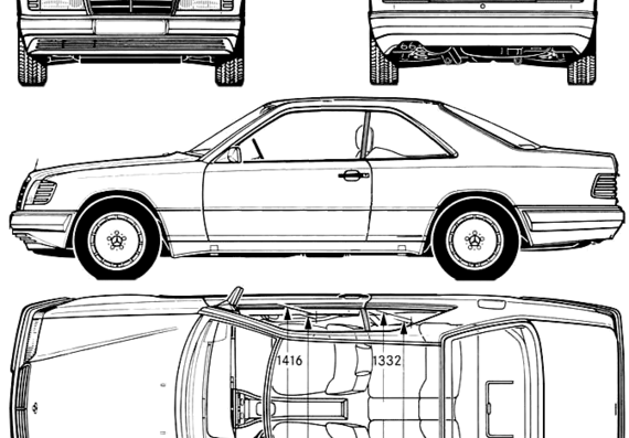 Mercedes-Benz E420 Coupe W124 (1996) - Мерседес Бенц - чертежи, габариты, рисунки автомобиля