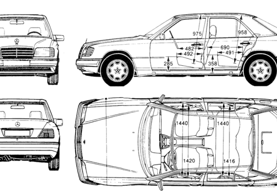 Mercedes-Benz E420 W124 (1994) - Мерседес Бенц - чертежи, габариты, рисунки автомобиля