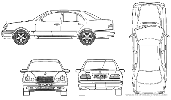 Mercedes-Benz E430 Avantgarde - Мерседес Бенц - чертежи, габариты, рисунки автомобиля