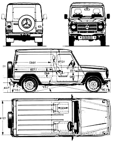 Mercedes-Benz G-Class LWB Van (1999) - Мерседес Бенц - чертежи, габариты, рисунки автомобиля