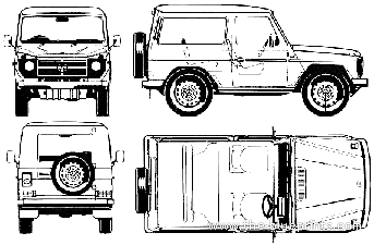 Mercedes-Benz G-Wagen SWB hard top (1986) - Мерседес Бенц - чертежи, габариты, рисунки автомобиля