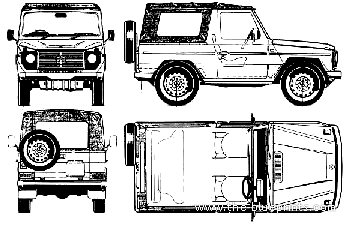 Mercedes-Benz G-Wagen SWB soft top (1986) - Мерседес Бенц - чертежи, габариты, рисунки автомобиля