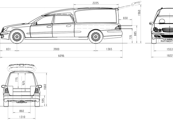 Mercedes-Benz Hearse (2007) - Мерседес Бенц - чертежи, габариты, рисунки автомобиля