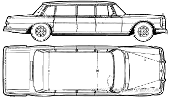 Mercedes-Benz LWB 600 (1965) - Мерседес Бенц - чертежи, габариты, рисунки автомобиля