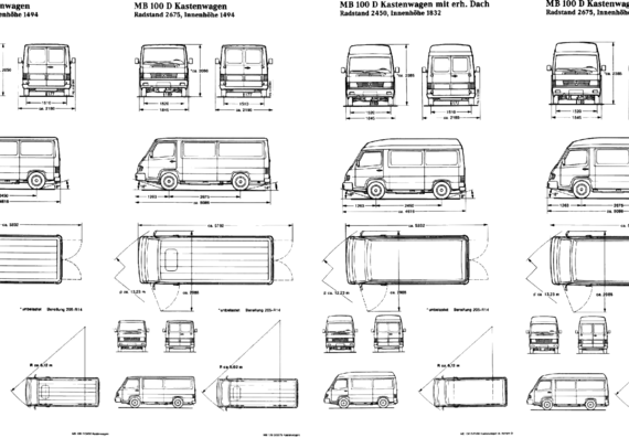 Mercedes-Benz MD100 - Мерседес Бенц - чертежи, габариты, рисунки автомобиля