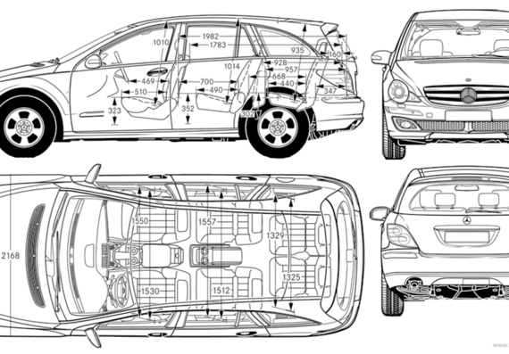 Mercedes-Benz R-Class SWB (2006) - Мерседес Бенц - чертежи, габариты, рисунки автомобиля