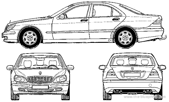 Mercedes-Benz S-Class 500 (2001) - Мерседес Бенц - чертежи, габариты, рисунки автомобиля