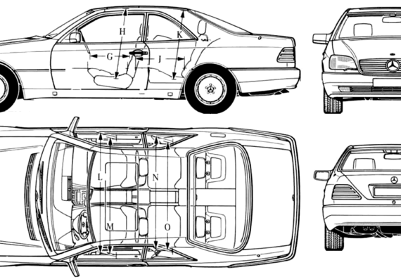 Mercedes-Benz SEC-Class C140 (1996) - Мерседес Бенц - чертежи, габариты, рисунки автомобиля