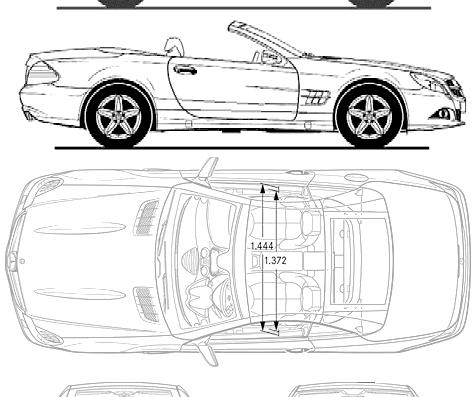 Mercedes-Benz SL500 (2011) - Мерседес Бенц - чертежи, габариты, рисунки автомобиля