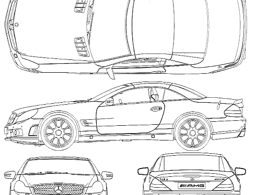 Mercedes-Benz SL63 AMG (2010) - Мерседес Бенц - чертежи, габариты, рисунки автомобиля
