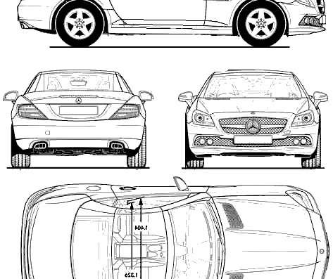 Mercedes-Benz SLK-Class (2011) - Мерседес Бенц - чертежи, габариты, рисунки автомобиля