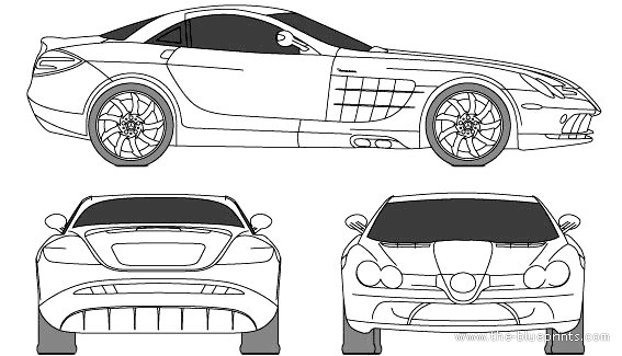 Mercedes-Benz SLR McLaren Road Car - Мерседес Бенц - чертежи, габариты, рисунки автомобиля