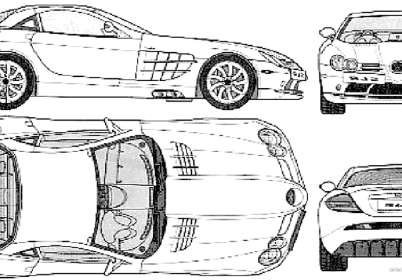 Mercedes-Benz SLR Mclaren (2005) - Мерседес Бенц - чертежи, габариты, рисунки автомобиля