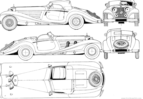 Mercedes-Benz Type 540 K - Мерседес Бенц - чертежи, габариты, рисунки автомобиля
