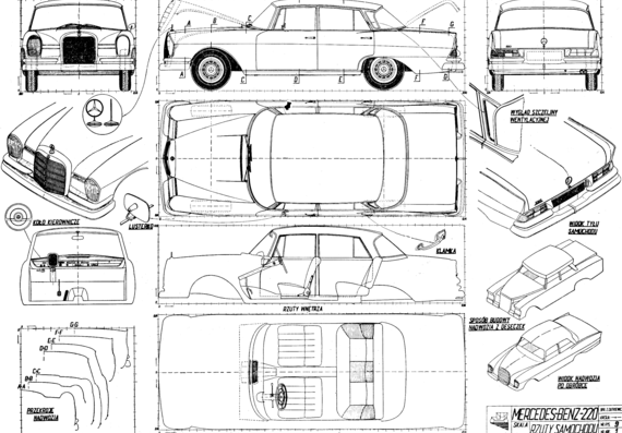 Mercedes-Benz W111 (1962) - Мерседес Бенц - чертежи, габариты, рисунки автомобиля