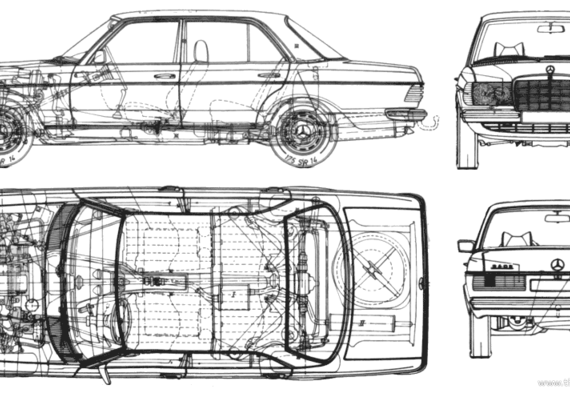 Mercedes-Benz W123 - Мерседес Бенц - чертежи, габариты, рисунки автомобиля