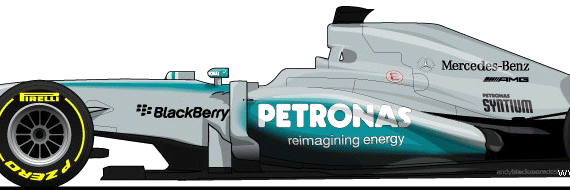 Mercedes F1 W04 F1 GP (2013) - Мерседес Бенц - чертежи, габариты, рисунки автомобиля